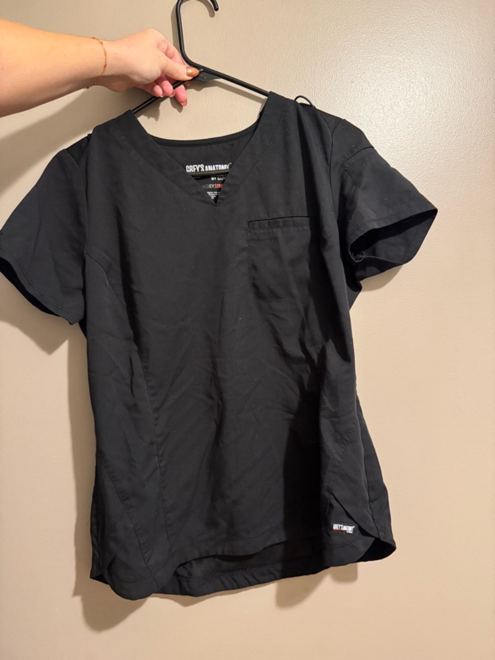 Grey's Anatomy Black V-Neck Short Sleeve Scrub Top